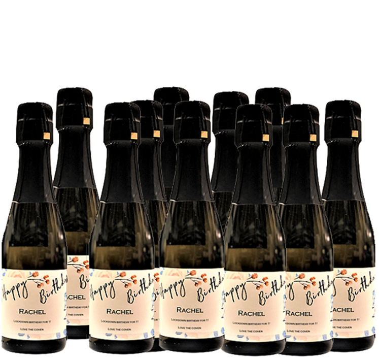12 Personalised Mini Prosecco Bottles, Wedding Favours