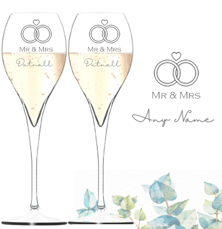 The Wedding Rings Engraved Champagne Flutes