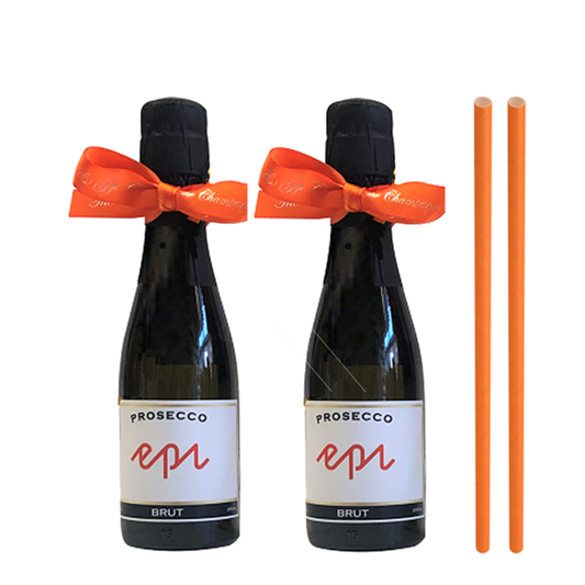 Personalised Prosecco Miniatures, Set of Four with Ribbon Trim