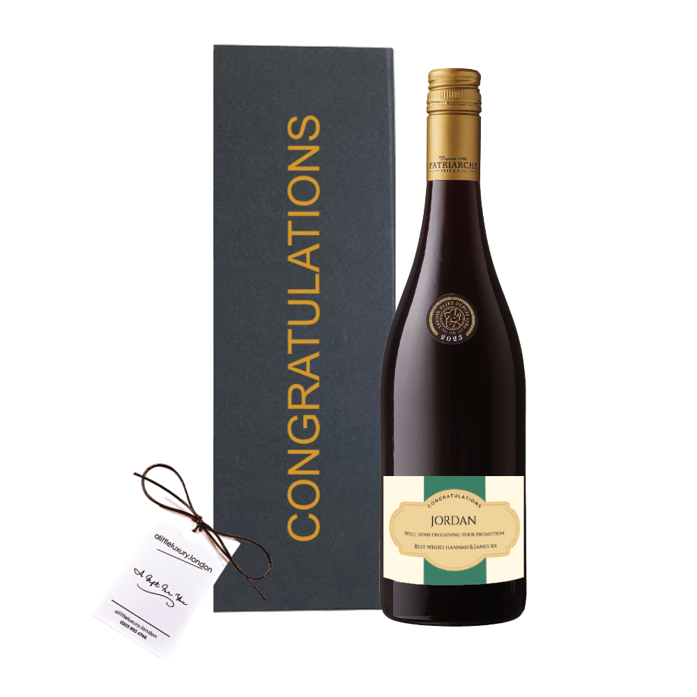Personalised Congratulations Gift for All Occasions - Cabernet Sauvignon Red Wine in Black Gift Box