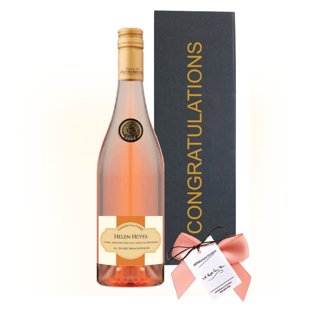 Personalised Congratulations Gift for All Occasions - Syrah Rosé Wine in White Gift Box