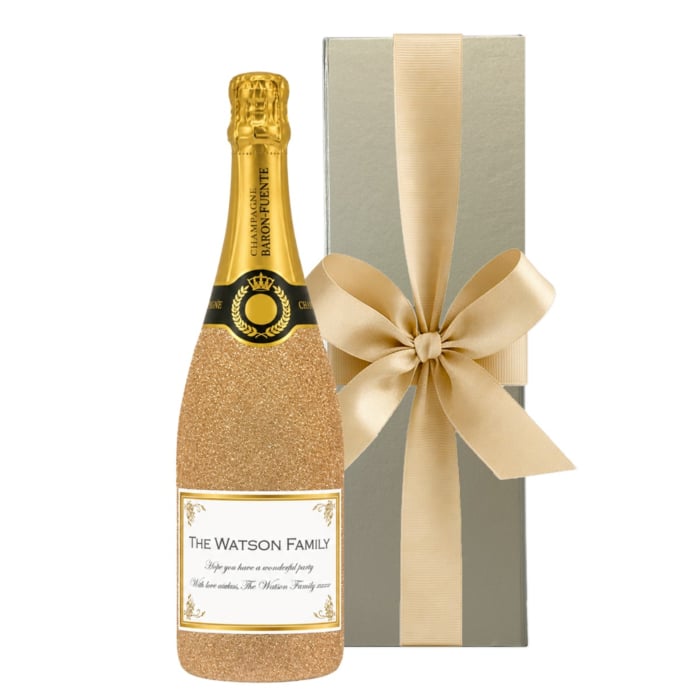 Gilded Glitter Personalised Champagne Bottle Gift