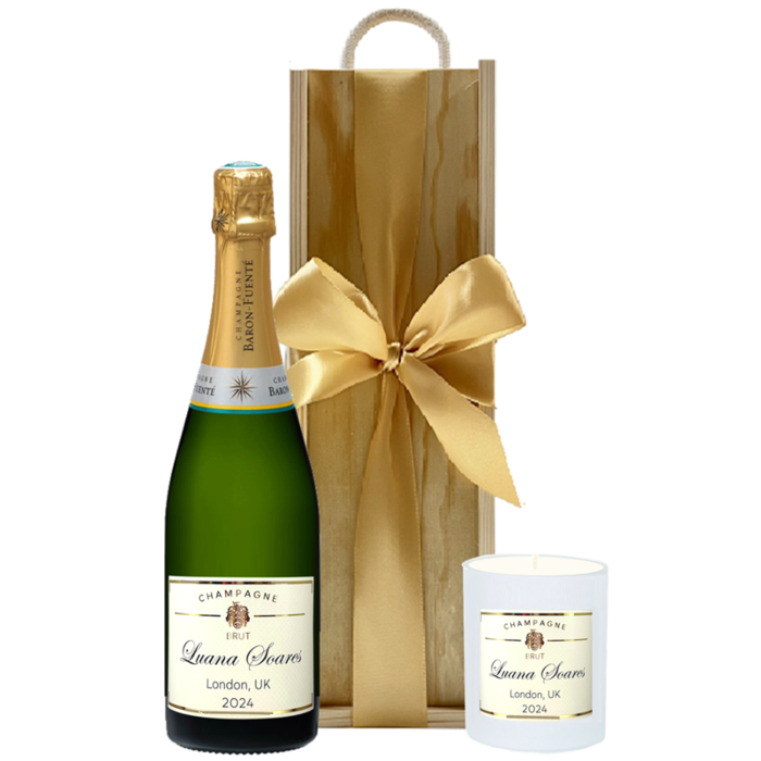Champagne and scented candle personalised gift box