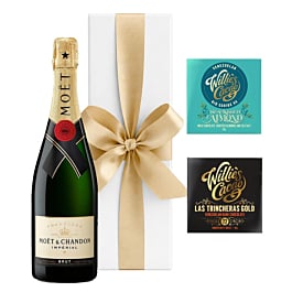 Moet Champagne in White Box with Artisan Chocolate Bars