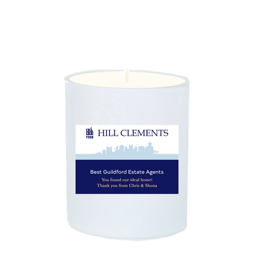 Corporate Branded Scented Candle - Apple Blossom & Pomegranate, White Gift Box