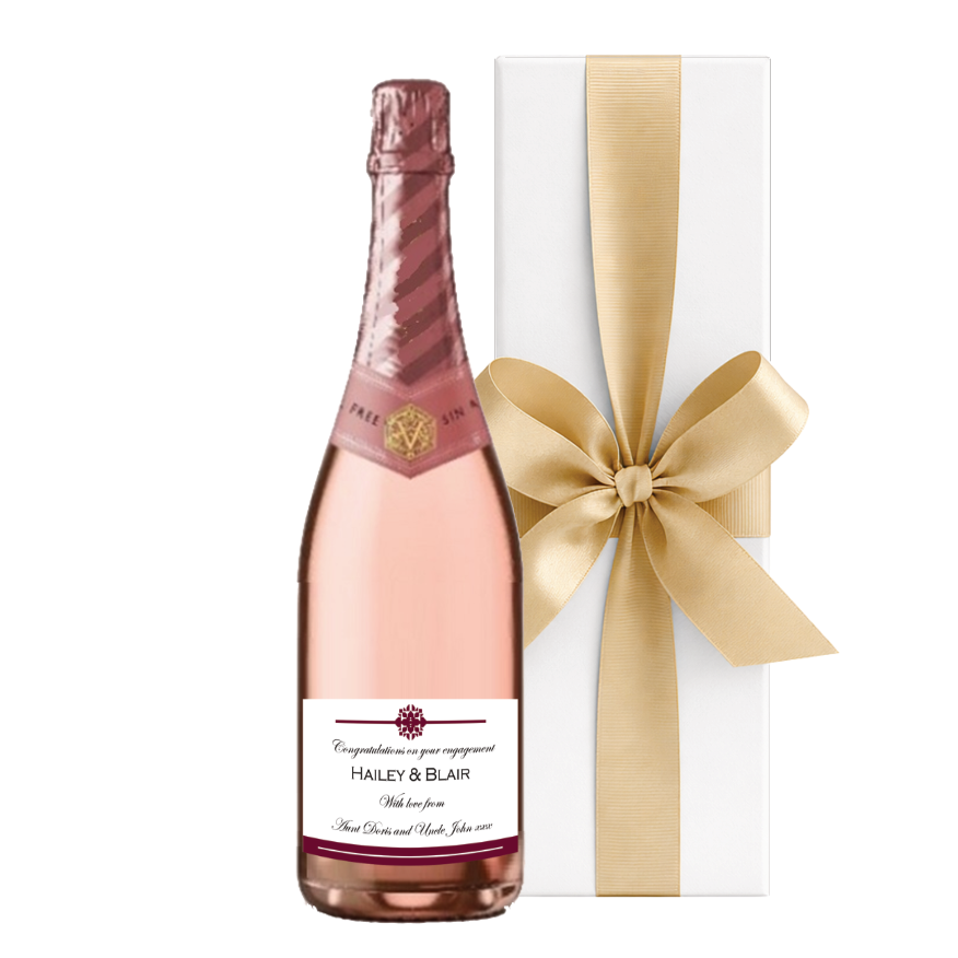 Non-Alcoholic Rosé Cava – White Presentation Box, 0% Organic Alcohol-Free
