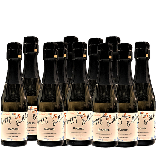 12 Personalised Mini Prosecco Bottles, Wedding Favours