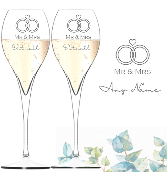 The Wedding Rings Engraved Champagne Flutes