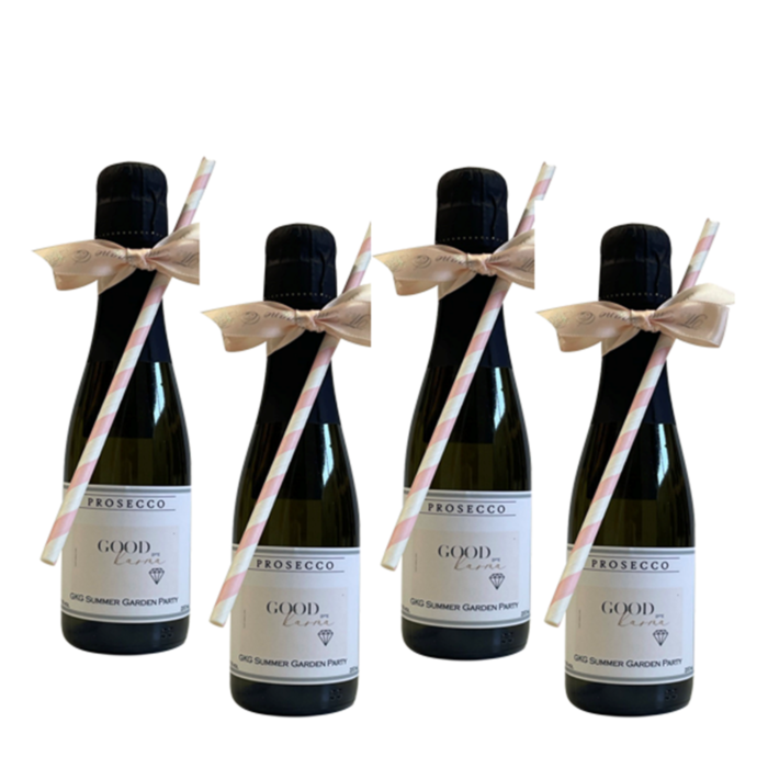 Personalised Prosecco Miniatures, Set of Four with Ribbon Trim