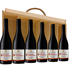 Six bottles of branded St Marc Cabernet Sauvignon in a wooden presentation case