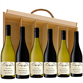 Six bottles of branded red and white wine, three Cabernet Sauvignon and three Sauvignon Blanc, in a treasury box