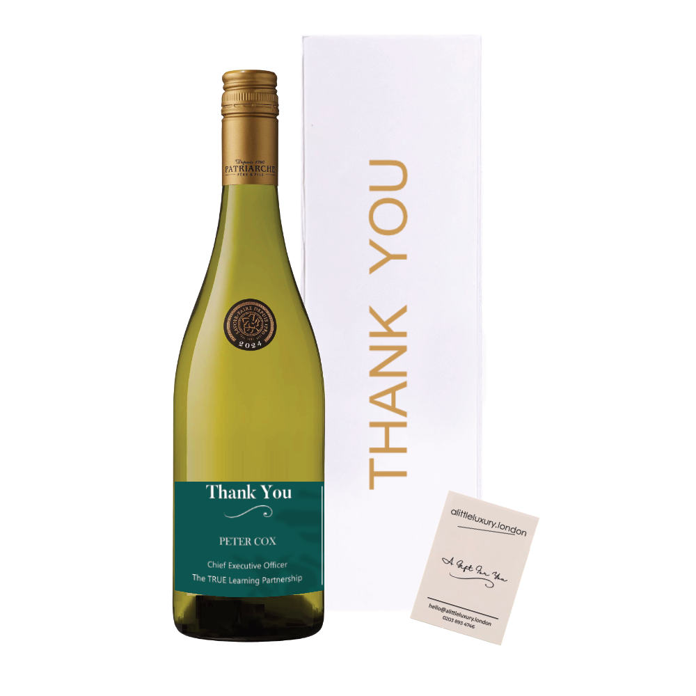 Personalised Thank You Gift - Sauvignon Blanc White Wine in White Gift Box