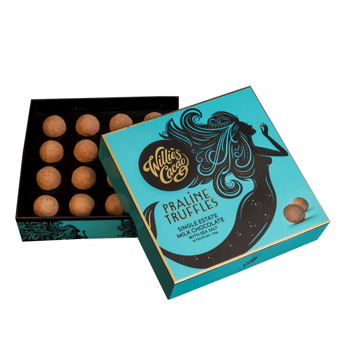 16 x Willie's Cacao Milk Chocolate Praline Truffles - Single Estate Cacao (110g)