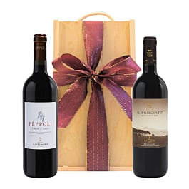 Tuscan Marchesi Antinori red wine duo in a wooden presentation box