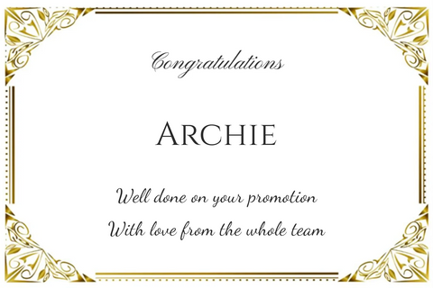 Archie Gold Corner Congratulations