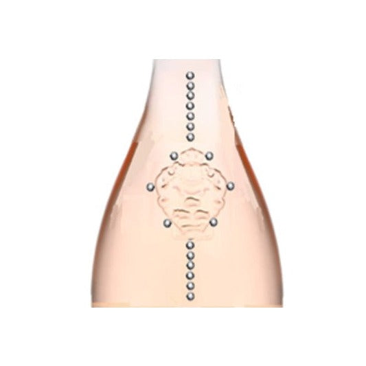 Rosé Champagne bottle with a line of crystal gems, 11 to 20 crystals