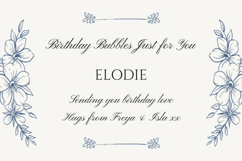 Blue Floral Birthday Bubbles
