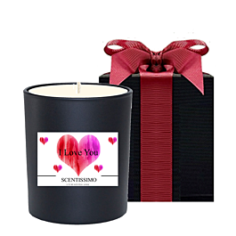 Love You personalised scented candle in black gift box