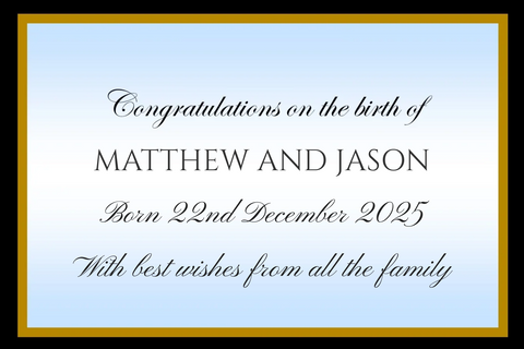 Blue Gold Frame Congratulations New Baby