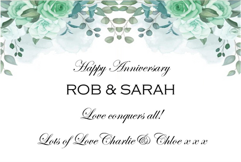 Blue Green Floral Anniversary