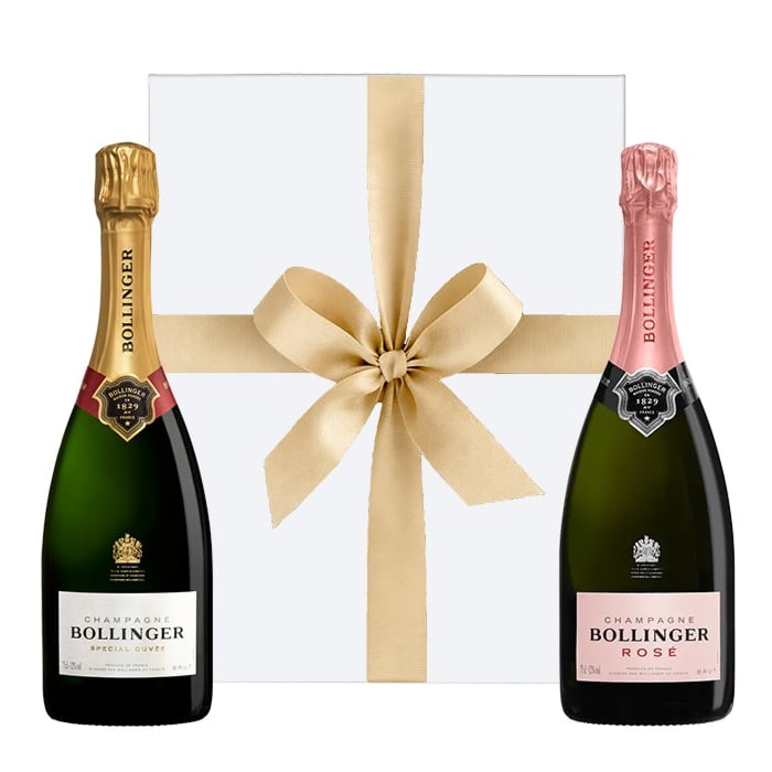Bollinger Special Cuvée and Rosé Champagne Duo in White Gift Box