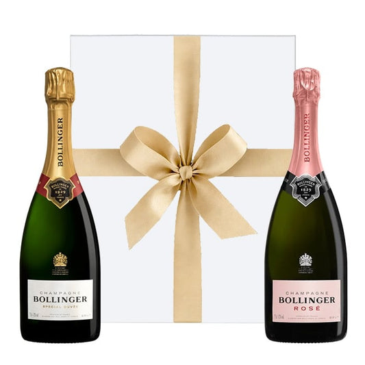 Bollinger Special Cuvée and Rosé Champagne Duo in White Gift Box
