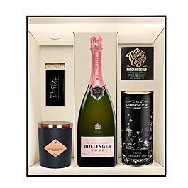 Bollinger Rosé Champagne, Candle and Goodies Hamper