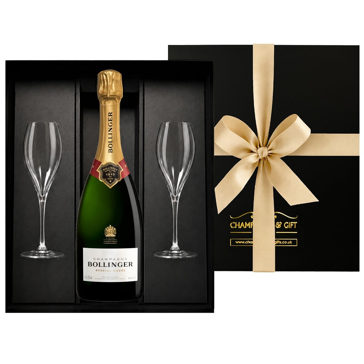 Bollinger Champagne with Engraved Flutes Gift Box