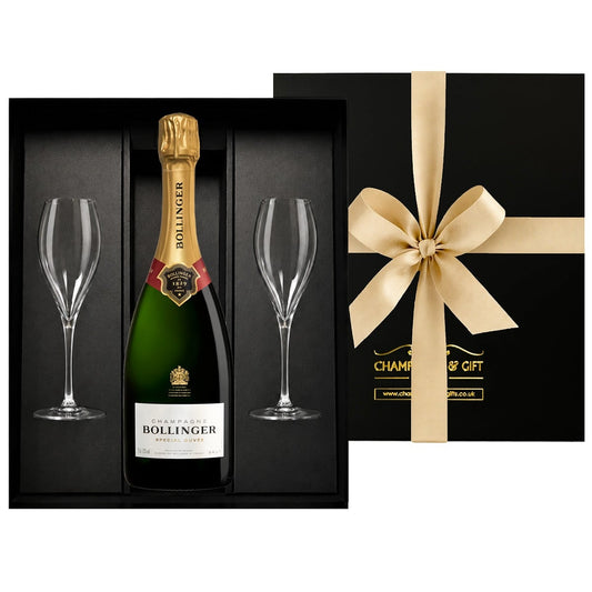 Bollinger Champagne with Engraved Flutes Gift Box