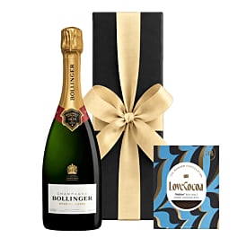 Bollinger Special Cuvee Champagne in black gift box with Maldon sea salt chocolate