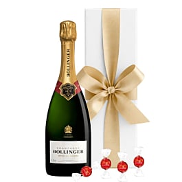 Bollinger Special Cuvee Champagne with Swiss chocolate truffles in white gift box