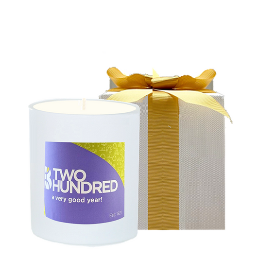 Corporate Branded Scented Candle (White) - Apple Blossom & Pomegranate in White Gift Box