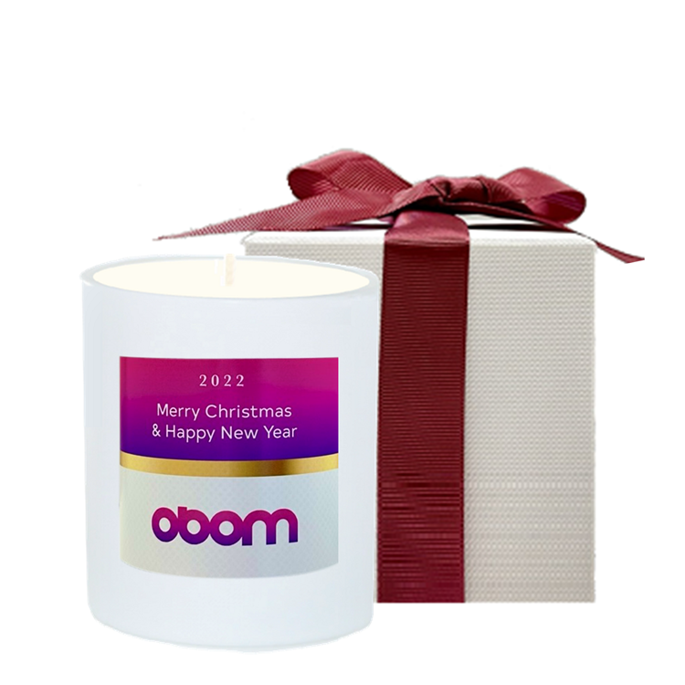 Corporate Branded Scented Candle (White) - Ylang Ylang & Lavender in White Gift Box