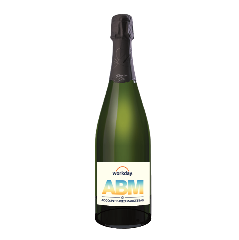 Corporate Champagne gift - champagne is branded 1er Cru Premier Cru Brut personalised with your company logo on a smart gold label — a high-end corporate gift