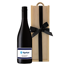 Signature Branded Cabernet Sauvignon in a wooden presentation box with rope handle