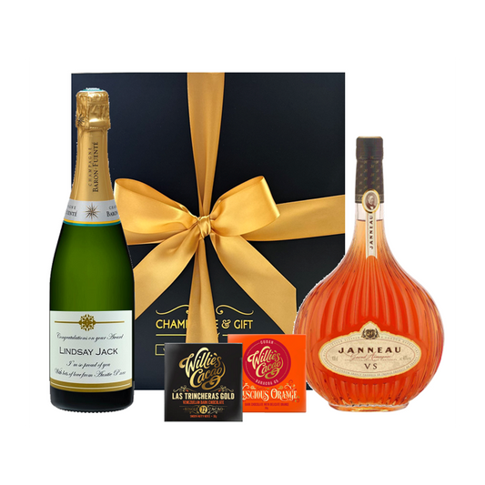 Personalised Champagne and Janneau Armagnac gift set