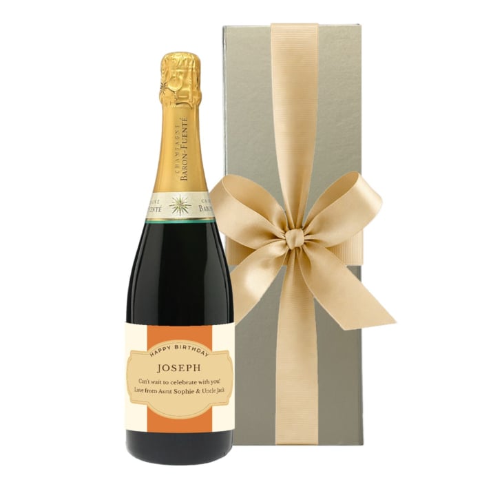 Personalised Classic Cuvée Champagne in gold gift box