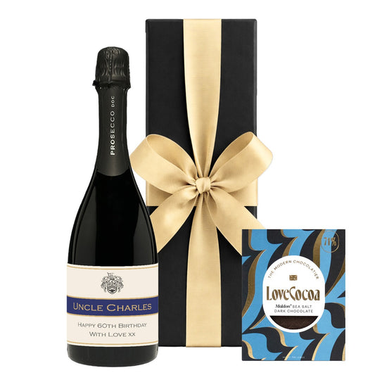 Personalised Prosecco & Sea Salt Chocolate Gift