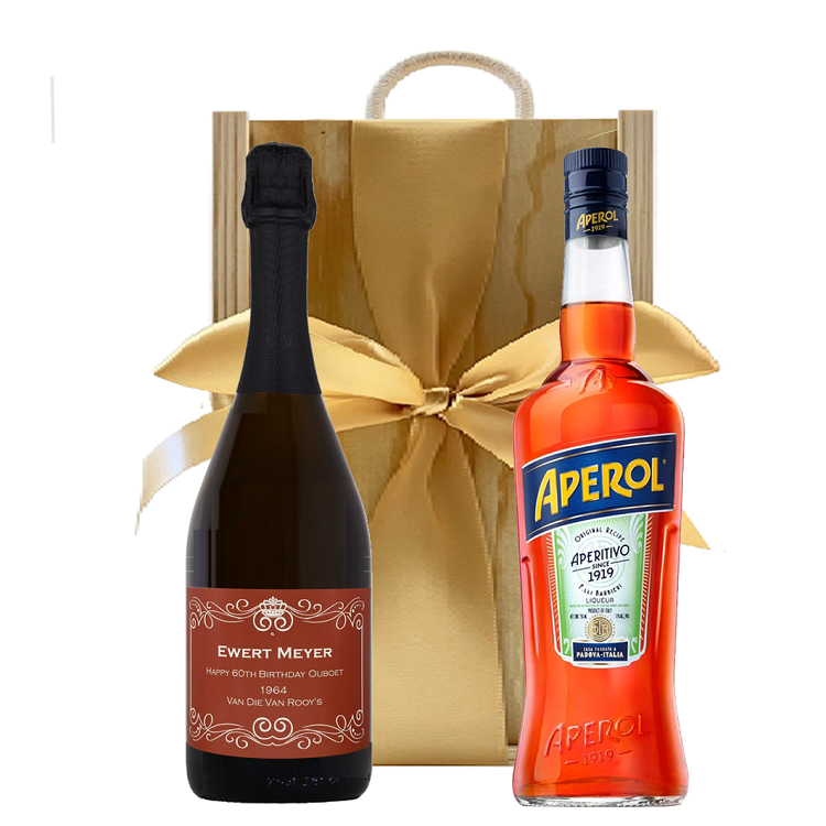 Personalised Prosecco & Aperol Spritz Gift Set, Wooden Box