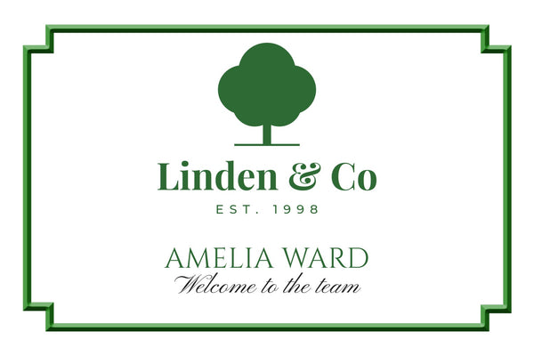 Corporate Champagne label branded with your company logo in a smart green frame with a name and strap line