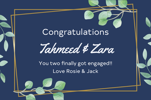 Tahmeed & Zara Navy Leaf Congratulations