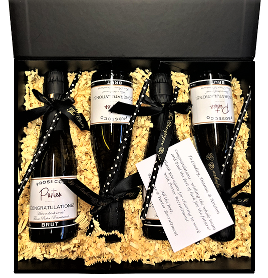 Personalised Mini Prosecco Gift Box, Set of Four