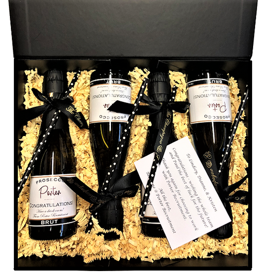 Personalised Mini Prosecco Gift Box, Set of Four