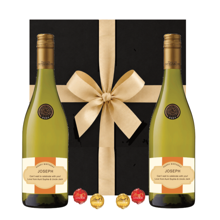 Two Bottle Personalised White Wine and Chocolate Gift Set