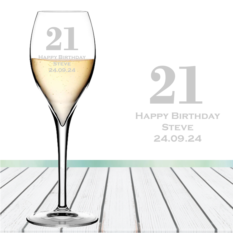 The Twenty-First Toast Engraved Champagne Flute