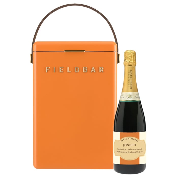 Personalised Champagne & Fieldbar Cooler, Orchard Orange