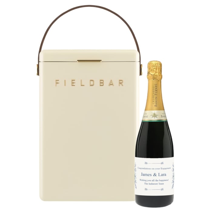 Personalised Champagne and Fieldbar cooler gift set, Safari White