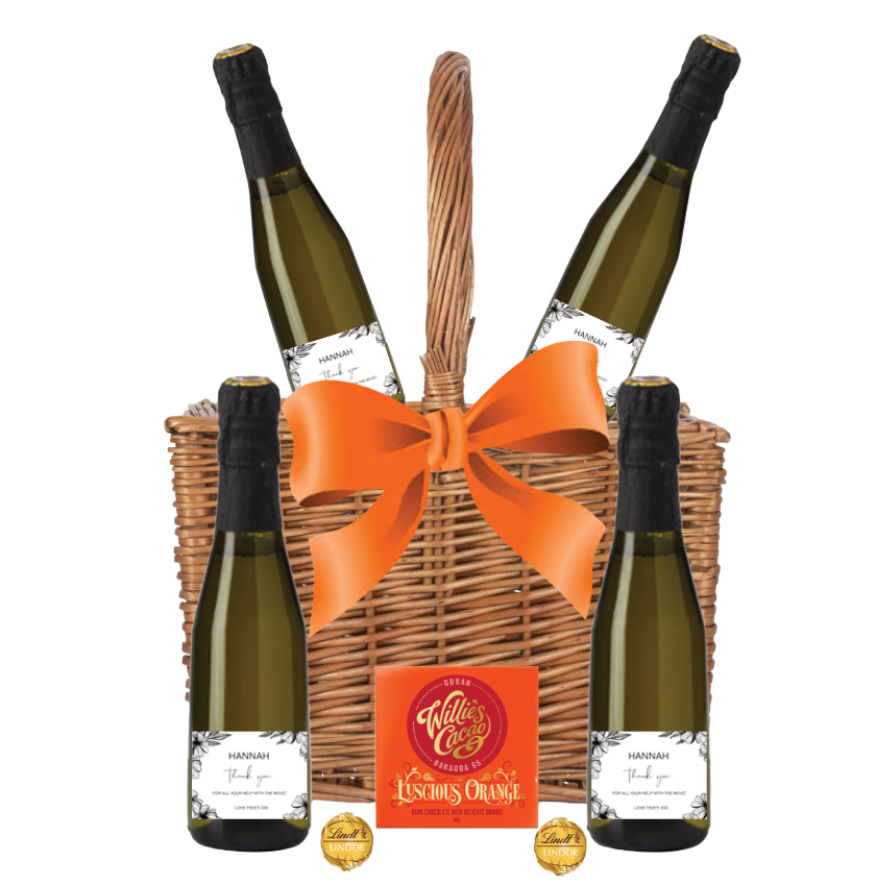 Personalised Mini Prosecco Gift, Wicker Bottle Carrier