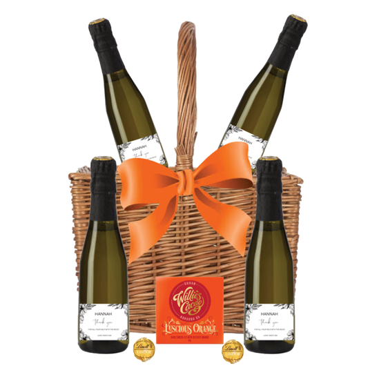 Personalised Mini Prosecco Gift, Wicker Bottle Carrier