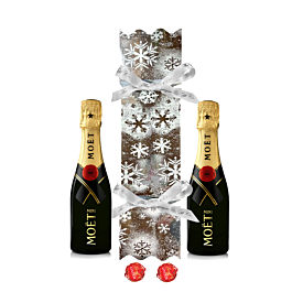 Mini Moet Christmas Cracker - With 2 Bottles & Swiss Truffles